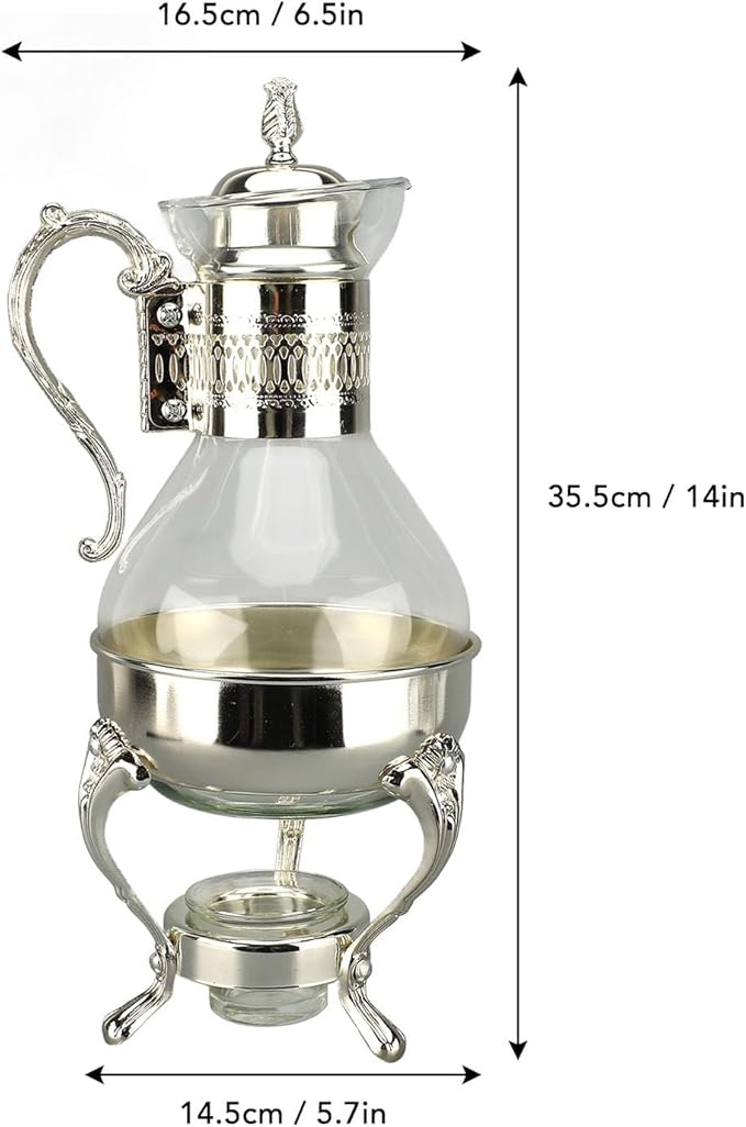 Vintage Turkish Coffee Pot Set, Decorative Glass Teapot Set, Heatable Glass Tea Kettle with Lid and Cup, Turkish Tea Set for Home Tea Party, Milk, Coffee, Hot Cold Tea - Bloomnest
