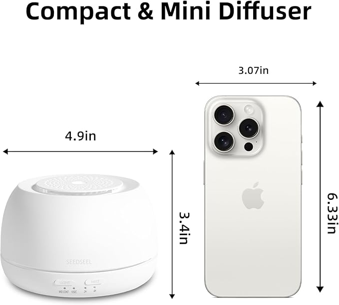 300ML Essential Oil Diffuser - 8 Hours Run Time, Aromatherapy Diffuser with Remote Control, 7-Color LED Lights for Home, Bedroom - Bloomnest