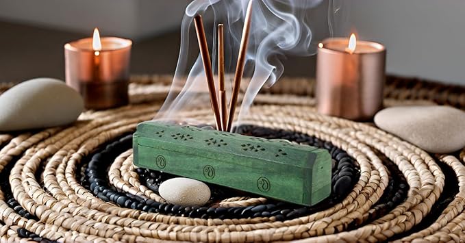 Wooden Incense Stick & Cone Burner Holder Coffin with Storage Compartment Organic Eco Friendly Ash Catcher Agarbatti Holder Rustic Style for Meditation Yoga Aromatherapy Home Fragrance Product - Bloomnest