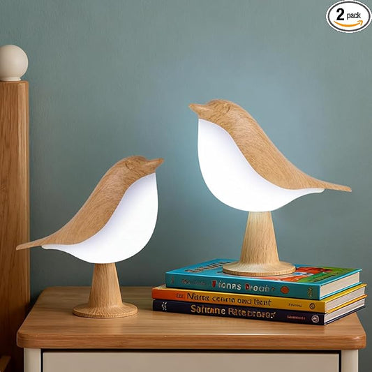 Bird Cordless Table Lamp, Small Cordless Bedside Lamp with 3 Color Temperature, Touch Sensor & Rechargeable Battery - Night Light for Kids, Bedroom, Bedside (Light+Light) - Bloomnest