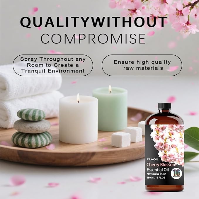 Cherry Blossom Essential Oil, Cherry Blossom Oil 16 Fl Oz 480 ML for Diffuser Humidifier Yoga Cleaning DIY Candle Soap Making Perfume Gift for Women Essential Oils - Bloomnest