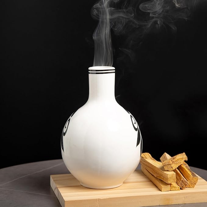 Handcrafted Palo Santo Holder Ceramic Incense Burner - Compact Size for Meditation Space - Burn Palo Santo Sticks and Cones Safely - Sage Aromatherapy Decor - Bloomnest