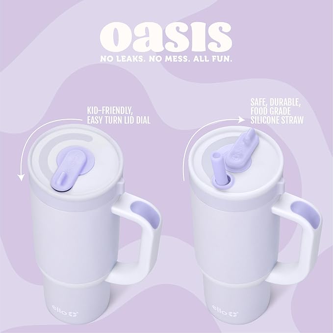 Ello Oasis 18oz Stainless Steel Kids Tumbler with Handle & Retracting Straw, 100% Leakproof, Double-Wall Vacuum Insulated, Kids Water Bottle for School, BPA Free + Dishwasher Safe, Strawberries - Bloomnest