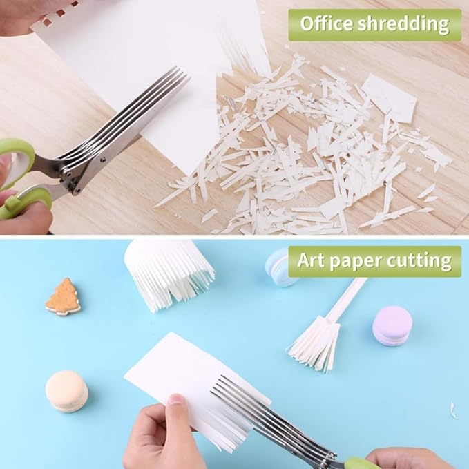 Herb scissors, kitchen scissors, 5 blades with cap, kitchen gadget. Can also be used for paper cutting. Sharp, made of stainless steel. - Bloomnest