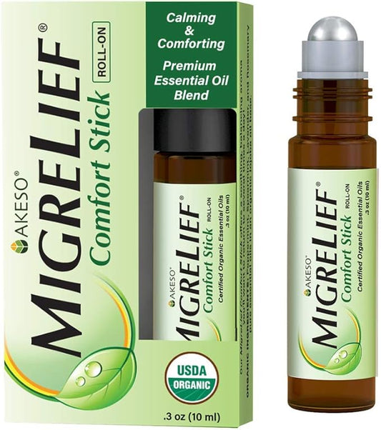MigreLief Comfort Stick, Migraine and Headache Essential Oil Roll-On - Peppermint Lavender - 10ml - Bloomnest