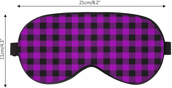 Buffalo Check Sleep Eye Mask Lumberjack Plaid Alternating Purple Black Squares Men Women Sleep Mask with Adjustable Strap Eye Cover Eye Shade for Travel, Nap,Meditation - Bloomnest