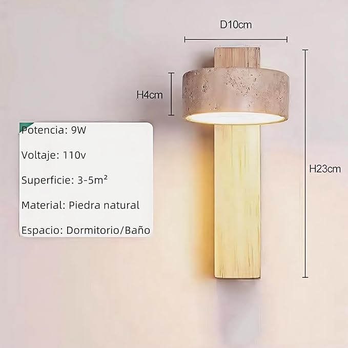 Japanese Wabi-Sabi LED Wall Sconce with Natural Stone Shade,Vintage Swivel Wall Lights,Modern Wall Sconce for Bathroom Mirror, Kitchen,Dining Room,Hallway,Vanity Lighting (B, 1 Head) - Bloomnest