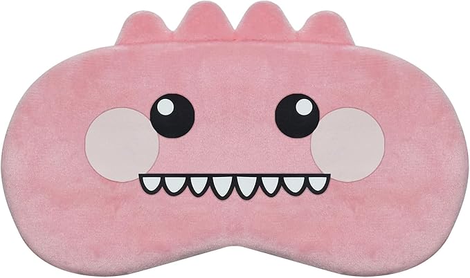 Cute Sleep Masks Cartoon Dinosaur Eye Mask Plush Sleeping Mask & Travel Blindfold - Funny Novelty Eye Shade for Kids, Girls & Adults (Pink Dinosaur) - Bloomnest