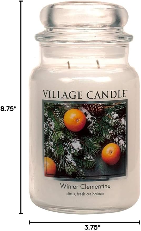 Village Candle Winter Clementine Large Apothecary Jar, Scented Candle, 21.25 oz. - Bloomnest