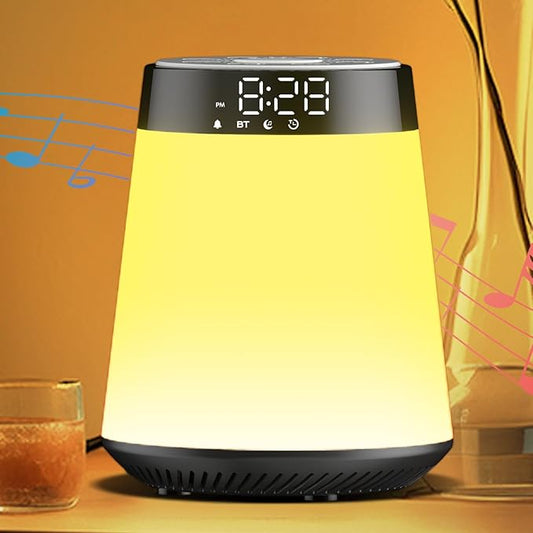 Sunrise Alarm Clock with Wake Up Light & White Noise Machine - 21 Soothing Sounds, 12 Color Dimmable Night Lights, Bluetooth Speaker, Digital Clock for Heavy Sleepers Adults/Kids