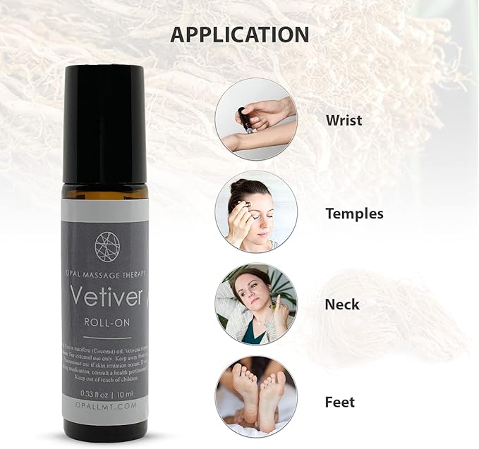 Premium Essential Oil Roll On Opal Massage Therapy (Vetiver) - Bloomnest
