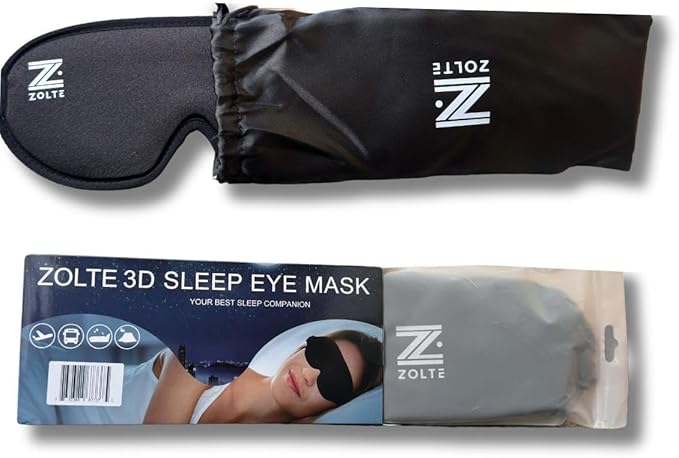 ZOLTE 3D Sleep Eye Mask for Men Women, No Eye Pressure, 3D Sleeping Mask, Contoured Memory Foam, Light Blocking, Adjustable Strap – Soft & Breathable for Deep Sleep, Travel & Meditation. Black