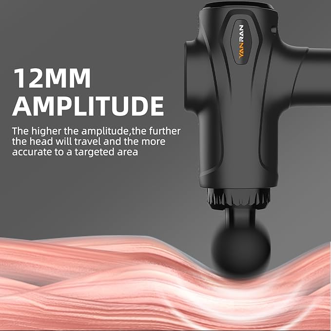 YANRAN Deep Tissue Massage Gun Portable, Percussion Massage Gun with 7 Levels & 6 Massage Heads, Electric Massager for Muscles Pain Relief, Gifts for Men Women Athletes for Sports and Relaxation - Bloomnest