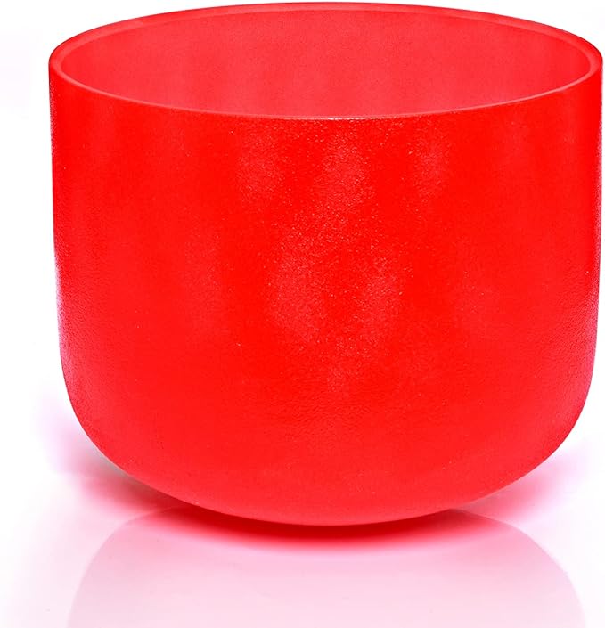 TERRITORY C Note Root Chakra Red Colored Quartz Frosted Crystal Singing Bowl 8 inch - Bloomnest