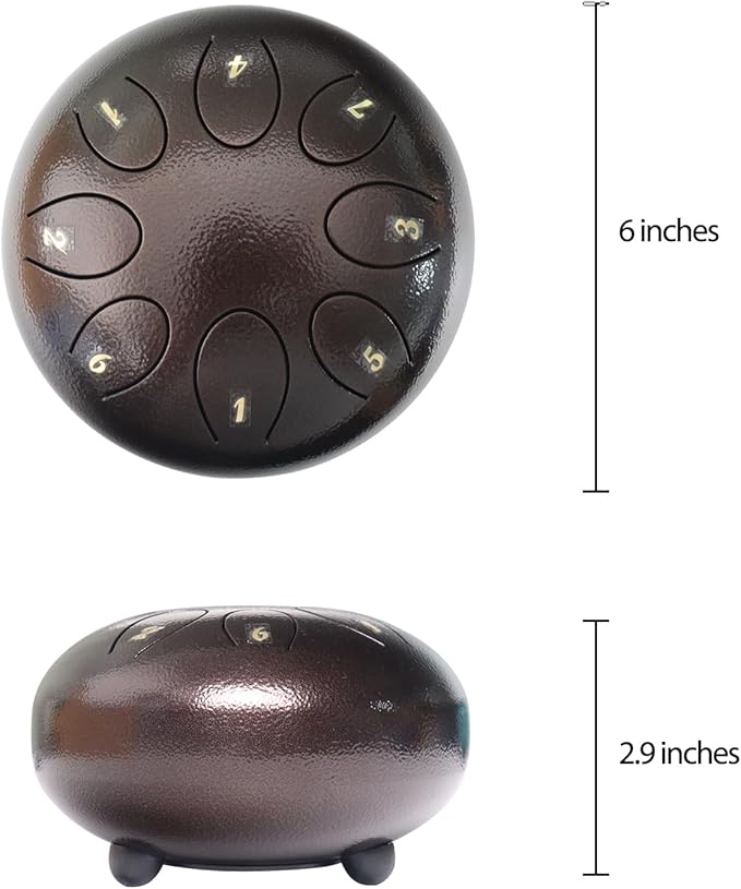 REGIS Steel Tongue Drum 6 inch 8 Notes Musical Percussion Instrument, rain Drum for Outside - Musician Gift for Family and Friends(Maroon)