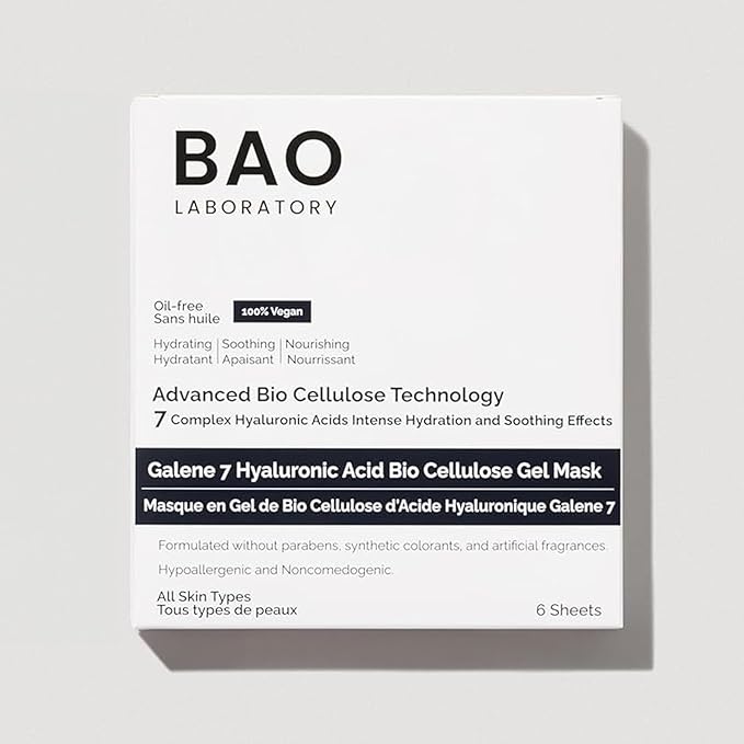 Galene 7 Hyaluronic Acid Bio Cellulose Gel Mask | Intense Hydration & Soothing Effects for Face | Skin Care Face Facial Mask | 100% Vegan, 330 g (6 pairs) - Bloomnest