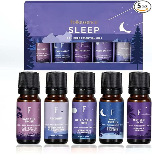Folkulture Essential Oils for Home | Set of 5 (0.34 fl oz x 5) Vanilla Essential Oil or Lavender Diffuser Oils for Relaxation | Chamomile Essential Oil or Eucalyptus Oil Scents - Bloomnest
