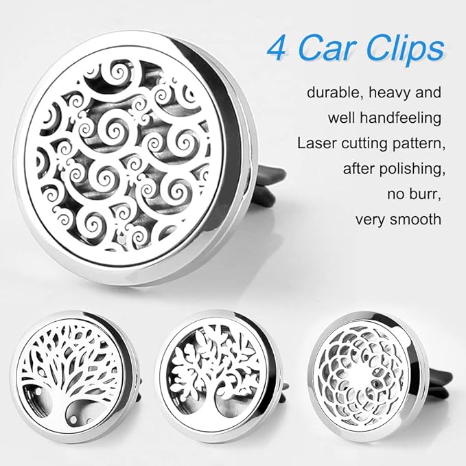 4PCS Car Vent Clip Diffuser Set with Felt Pads – Reusable Alloy Air Freshener Holder for Car, Office & Home, Gift for Women & Men, Christmas, Valentine's Day, Birthday - Bloomnest