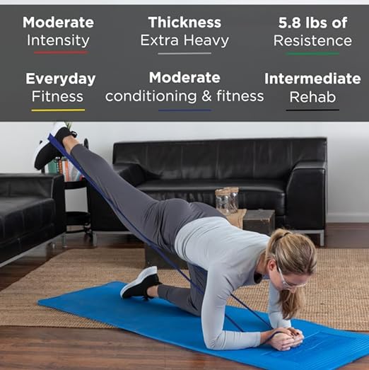 THERABAND Resistance Bands, 6 Yard Roll Professional Latex Elastic Band For Upper & Lower Body, Core Exercise, Physical Therapy, Pilates, Home Workouts, Rehab, Blue, Extra Heavy, Intermediate Level 2 - Bloomnest