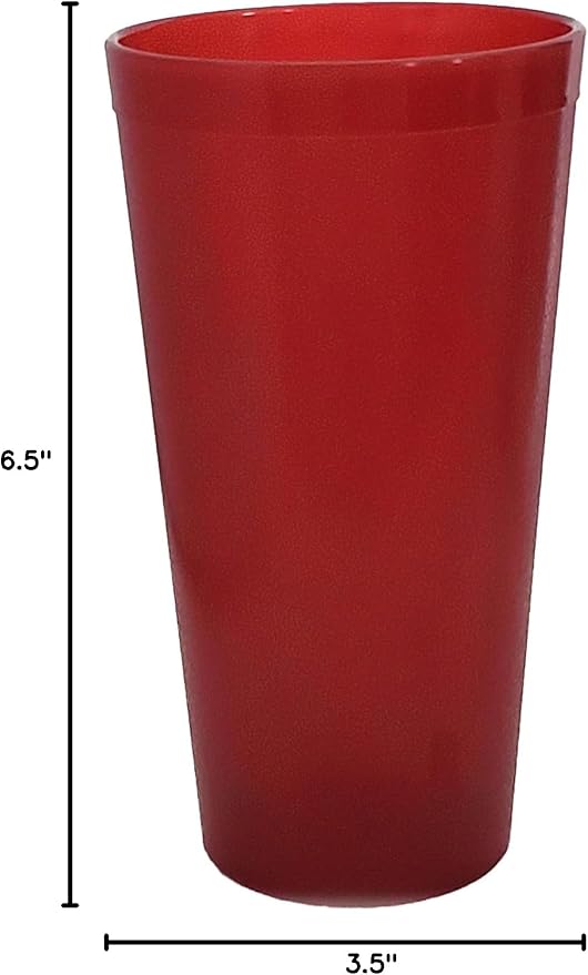 Party Outlaw Red Plastic Cup Tumblers 6 Pc 20oz Lightweight, Heavy Duty Stackable Cafe Style Plastic Glasses. Reusable & Dishwasher Safe Ice Tea & Water Cups - Bloomnest