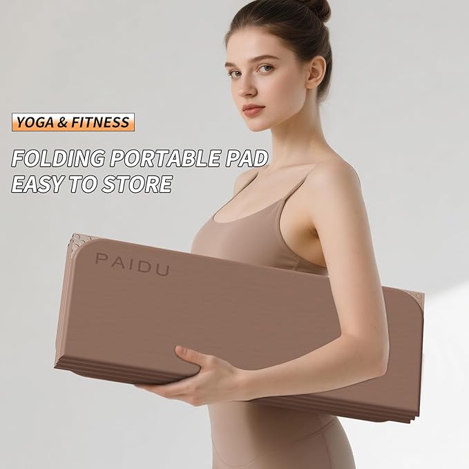Foldable Fitness Yoga Mat | 2/5" (10MM) Extra Thick | SGS Certified Non-Slip TPE | 75x26" Extra Long-Wide | Portable & Easy Store | for Yoga, Pilates, Home Gym & Full-Body Workouts - Bloomnest