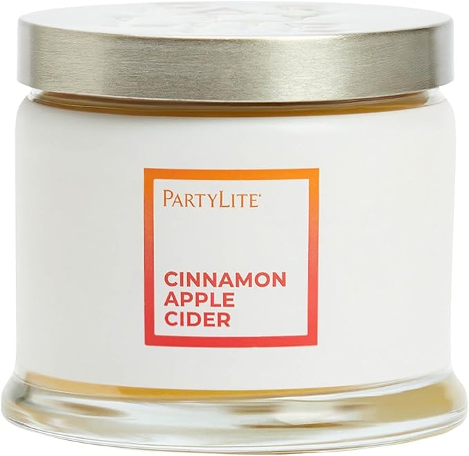 PartyLite 3-Wick Jar Candle, Highly Fragranced Clean Burning Glass Candle, 25-45 Hours Burn Time (Cinnamon Apple Cider) - Bloomnest