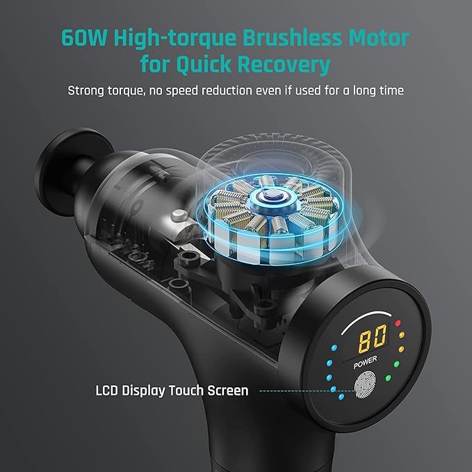 Mebak 3 Massage Gun, Massage Gun Deep Tissue for Athletes, Professional Muscle Percussion Massager, Massager for Shoulder Leg Back Body Pain Relief, Quiet Portable Sport Tool, Gifts for Him - Bloomnest