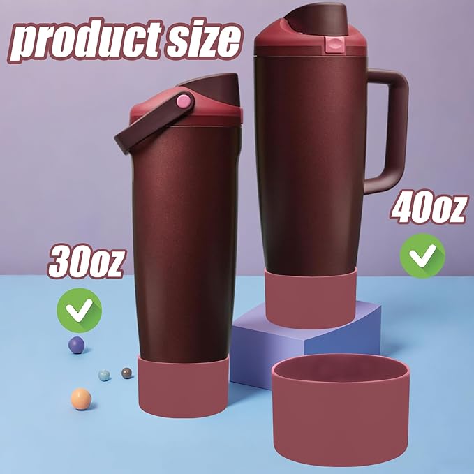 Mity rain 2PCS Protective Silicone Boots for Owala 30oz & 40oz FreeSip Sway Bottles & Tumblers - Accessories for owala, Enhances Stability & Prevents Scratches(Black Cherry) Mityrain