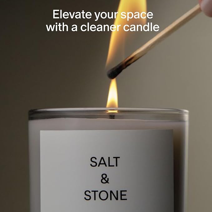 SALT & STONE Scented Candle for Women & Men | Hand-Poured, Aromatic & Fragrant | Coconut & Soy Blend Wax | 100% Cotton Wick | Long-Lasting 50 Hour Burn Time (8.5 oz) (Santal & Vetiver) - Bloomnest