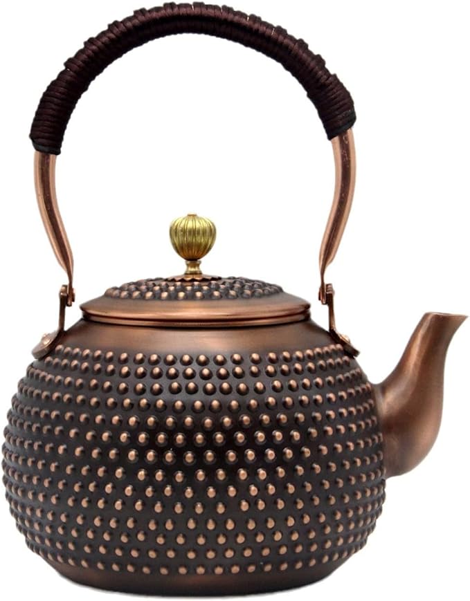 YJX 47.3oz Elegant Japanese Style Copper Tea Kettle For Stovetop Safe, Non-Coating Pure Copper Teapot with Stainless Steel Tea Ball For Loose Tea, Solid Tea Pot For 2-4 Cups (1400ml) - Bloomnest