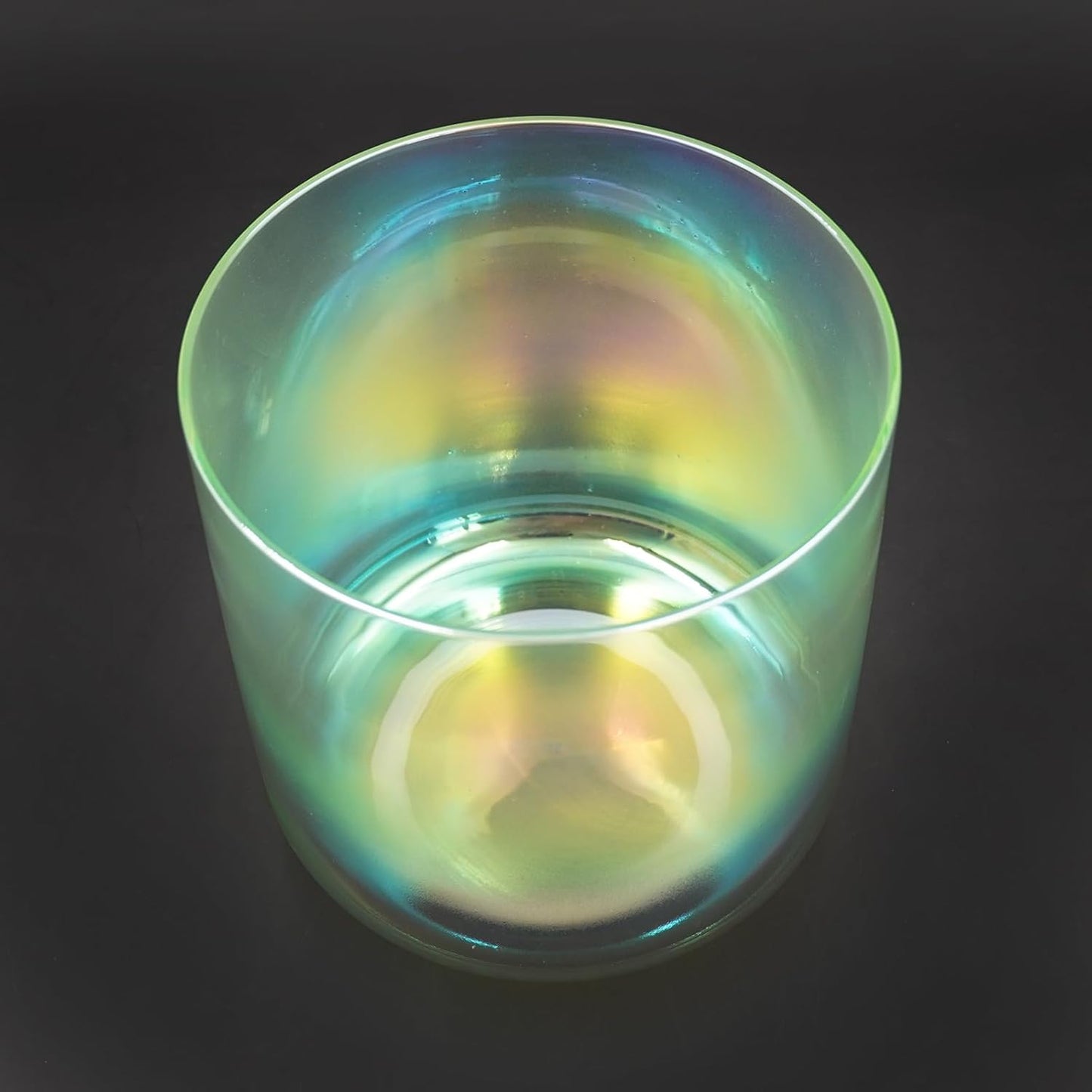 Hye-eun Clear Crystal Singing Bowl,6-Inch F Note Heart Chakra Green Gradient Cosmic Light Transparent Sound Bowl with Mallet & O-ring,for Yoga Meditation Healing, & Energy Balancing