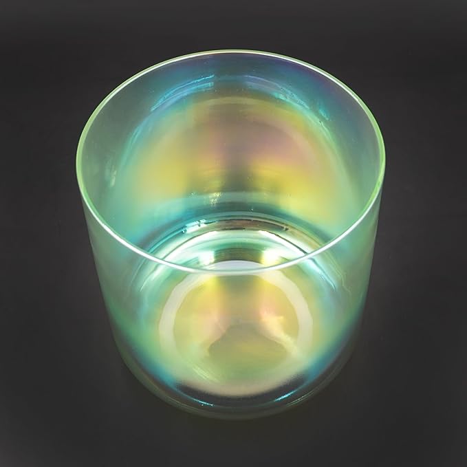 Hye-eun Clear Crystal Singing Bowl,6-Inch F Note Heart Chakra Green Gradient Cosmic Light Transparent Sound Bowl with Mallet & O-ring,for Yoga Meditation Healing, & Energy Balancing - Bloomnest