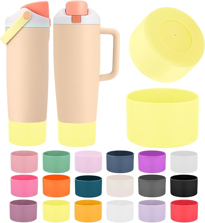 Mity rain 2PCS Protective Silicone Boots for Owala 30oz & 40oz FreeSip Sway Bottles & Tumblers - Accessories for owala, Enhances Stability & Prevents Scratches (Sunny Yellow) Mityrain