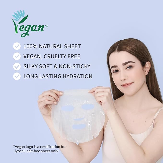 Hydrating Sheet Mask Starter Kit Variety Pack for Skin Care, Dry, Ance, Sensitive Skin, Korean Vegan Facial Sheet Mask for Men & Women, Collagen, Cica, Ceramide, Hyaluron, Retinol 5EA - Bloomnest