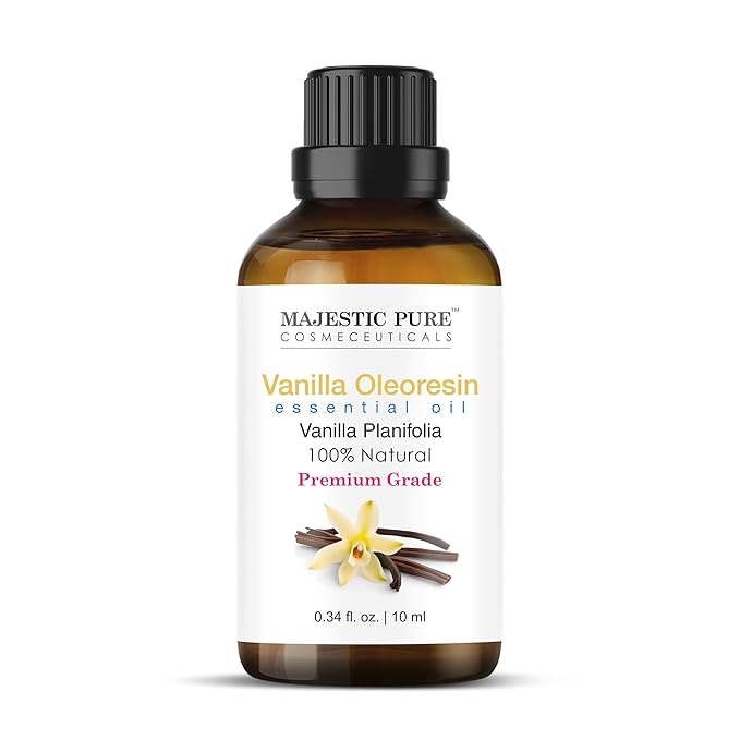 Majestic Pure Vanilla Essential Oil with Glass Dropper - 0.3 Fl Oz - 100% Pure and Natural Vanilla Oil - Premium Grade Essential Oils for Diffuser, Aromatherapy, Soap and Candle Making - Bloomnest