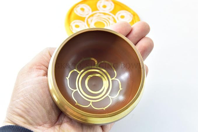 GK&CO. 3 Inch Orange Color Chakra Tibetan singing bowls set, choose your favorite chakra bowl, improve your chakra meditation practice (Sacral) - Bloomnest