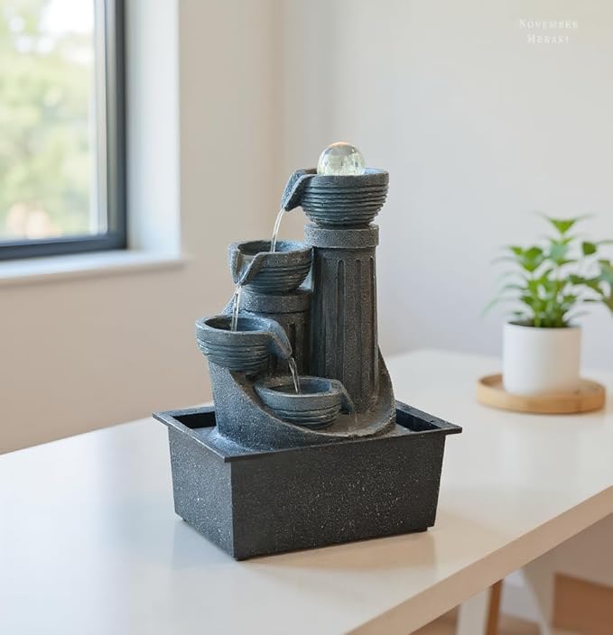 Tabletop Water Fountain, Waterfall Fountain with LED Lights Suitable for Office and House Decor House ，Warming Gifts New Home(2736) - Bloomnest