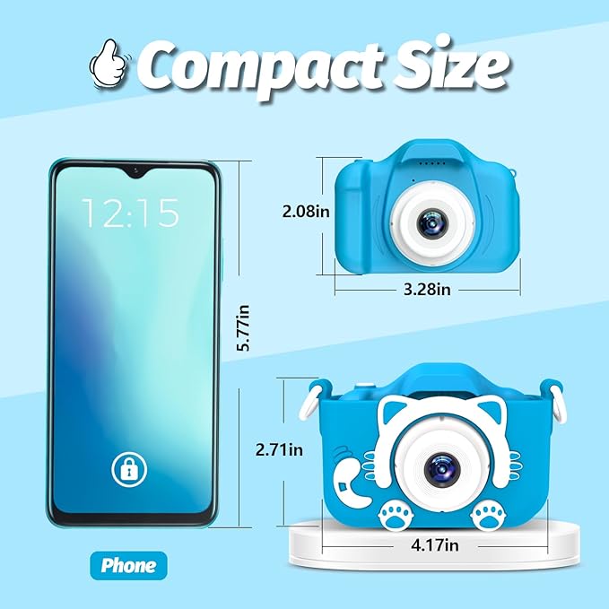 Goopow Kids Camera Toys for 3-8 Year Old Girls Boys,Children Digital Video Camcorder Camera with Cartoon Soft Cover, Best Chritmas Birthday Festival Gift for Kids - 32G SD Card Included - Bloomnest