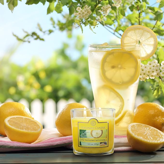 Colonial Candle Old Fashioned Lemonade Jar Candle, 2 Wick, 3.5 oz, Mottled Wax Candle - Bloomnest