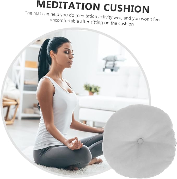 Large Grey Meditation Cushion for Comfortable Floor Seating Traditional Japanese Zafu Pillow for Yoga and Relaxation Tatami Mat Sturdy Cover - Bloomnest