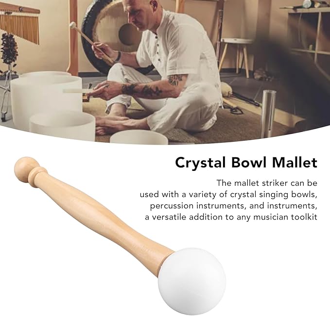 Tyenaza Crystal Bowl Mallet, Silicone Wood Singing Sound Striker Musical Instrument Yoga Accessories for Playing Crystal Singing Bowl Sound Meditation - Bloomnest