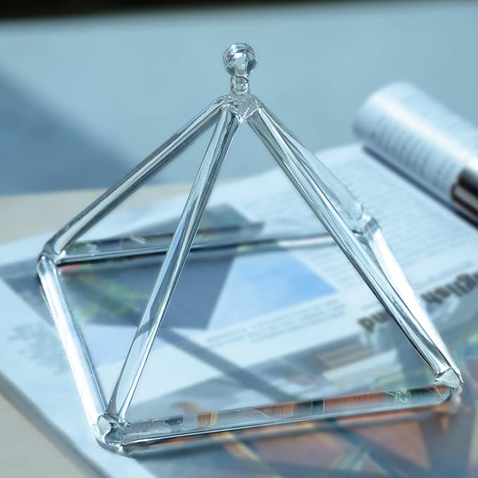 TOPFUND Crystal Singing Pyramid 4.5 inch with Carrying Case and Quartz Suede Mallet