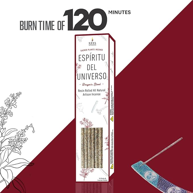 SOUL STICKS Handcrafted 10pcs Resin Artisan Incense Sticks Non-Toxic & Long Lasting Aromatic Sticks for Yoga Meditation Relaxation Aromatherapy Cleansing & Purification (Dragon's Blood) SoulSticks