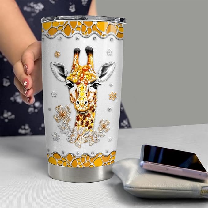 SANDJEST Giraffe Gifts for Women Girls Girrafe Tumbler 20oz Jewelry Drawings Stainless Steel Insulated Tumblers Coffee Travel Mug Cup Gift for Birthday Christmas - Bloomnest
