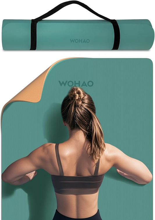 Extra Thick 8mm Yoga Mat, 72"x28" Non Slip Exercise Mat, Reversible 2-Sided Dual Color Premium POE Material, with Carrying Strap for Yoga, Pilates, Home Gym - Bloomnest