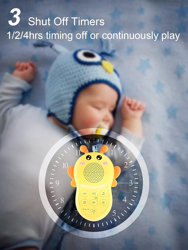 Portable Sound Machine for Baby,White Noise Sound Machine for Babies and Kids,Rechargeable Lullaby Machine with Light,Travel Sound Machine for Sleep,Great for Baby Registry Gift - Bloomnest