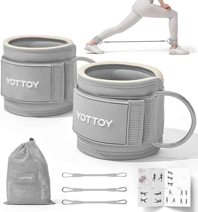 YOTTOY Ankle Resistance Bands with Cuffs, Adjustable Ankle Straps for Leg & Glute Workout, Butt Exercise Bands for Cable Machines Women, Perfect for Hip Fitness & Booty Training