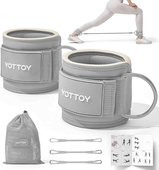 YOTTOY Ankle Resistance Bands with Cuffs, Adjustable Ankle Straps for Leg & Glute Workout, Butt Exercise Bands for Cable Machines Women, Perfect for Hip Fitness & Booty Training