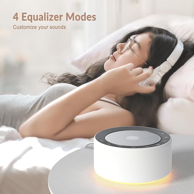 Kipcush White Noise Sound Machine with Nursery Lamp, Mood Lighting, 7 Colour Night Light, 30 Soothing Sounds for Baby/Adult. Timer, Plug in, Memory Function, Touch Control - Bloomnest