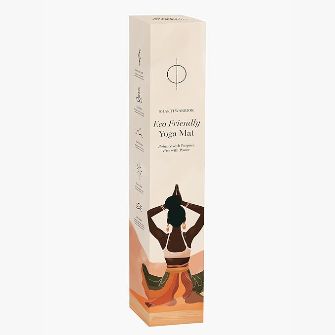 Shakti Warrior Chakra Cork Yoga mat - Artist Designed, Premium eco Friendly mats, Non Slip, Non Toxic, Great for Regular & Hot Yoga, Pilates and Work Out (72 inch x 24 inch x 3mm Thick) - Bloomnest